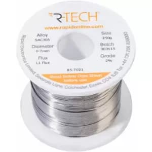 857021 SAC305 Solder 2% L1 Flux 0.5% Halide 0.7mm 250g Reel - R-tech