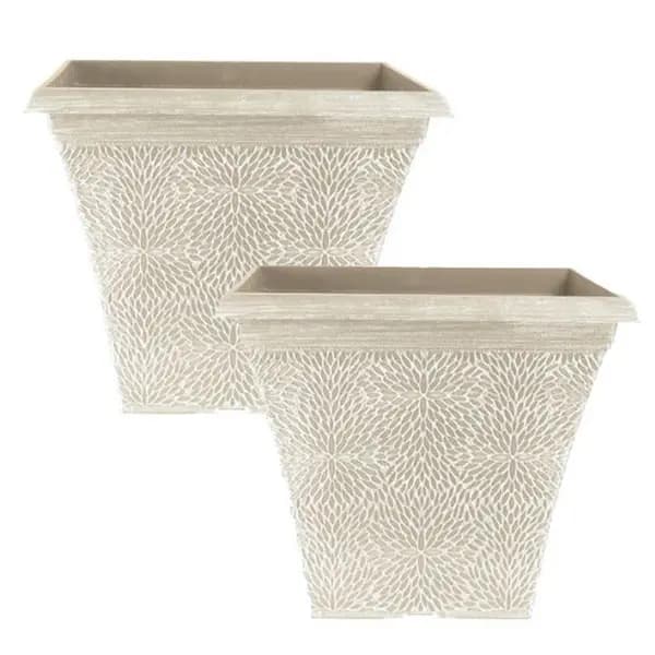 YouGarden Pair of Square April Planters (14.5) - Powdered B 30x36x36cm Brown 40554369000