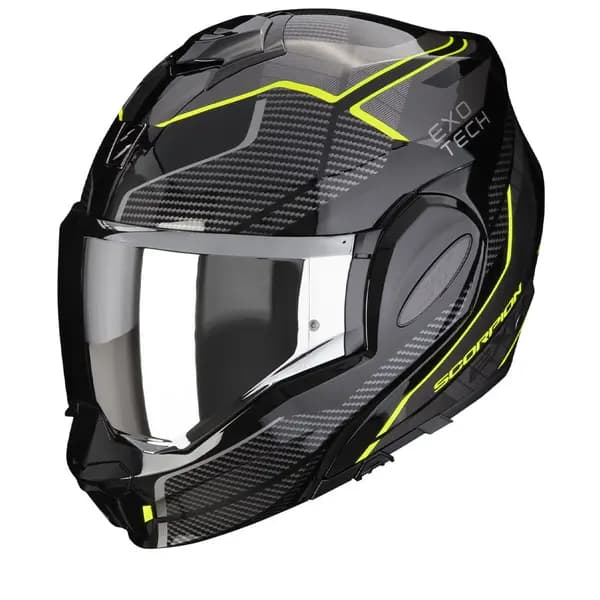 Scorpion Exo-Tech Evo Animo Black-Neon Yellow Modular Helmet Size 2XL