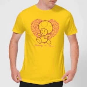 Super Mario Toadally In Love Mens T-Shirt - Yellow - L - Yellow