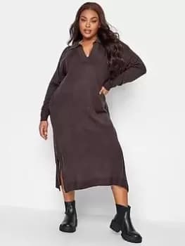 Yours Fine Gauge V Collar Dress Purple, Purple, Size 14-16, Women