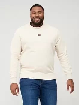 Tommy Jeans Big & Tall XS Badge Crew Neck Sweatshirt - Beige