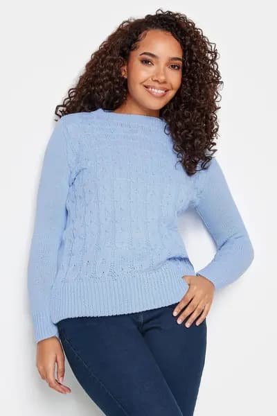 M&Co Cable Knit Jumper Baby Blue