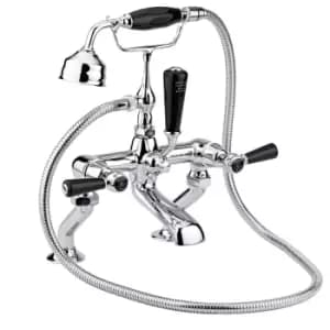 Hudson Reed Black Topaz With Lever & Domed Collar Bath Shower Mixer - Chrome / Black