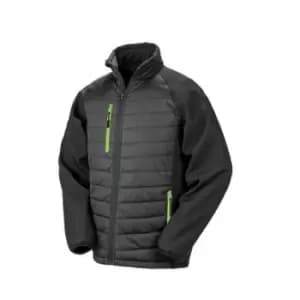 Result Mens Black Compass Padded Soft Shell Jacket (L) (Black/Lime)