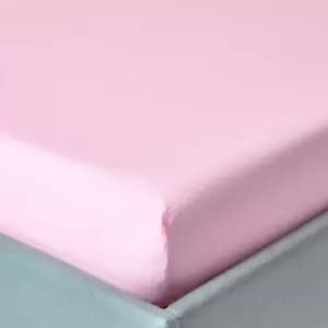 Pink Egyptian Cotton Fitted Sheet 200 Thread Count, Small Double - Pink - Pink - Homescapes