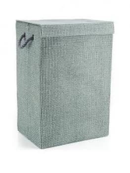Minky Laundry Hamper/Basket Grey Check In Canvas