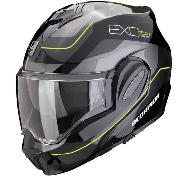 Scorpion Exo-Tech Evo Pro Commuta Black-Silver-Yellow Modular Helmet Size XS