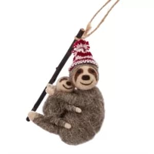 Mum And Baby Sloth Felt Hanging Decoration