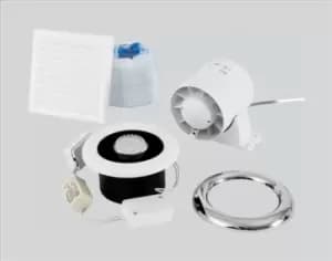 Xpelair Airline Inline Extract Fan with Timer, LED Light, Ducting and Grille