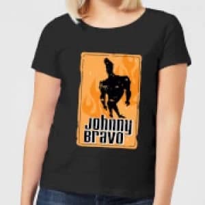 Johnny Bravo Fire Womens T-Shirt - Black