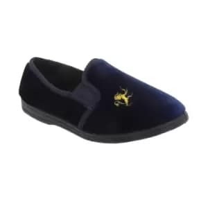 Sleepers Kids Boys Kyle Lion Motif Twin Gusset Slippers (1 UK) (Navy Blue)