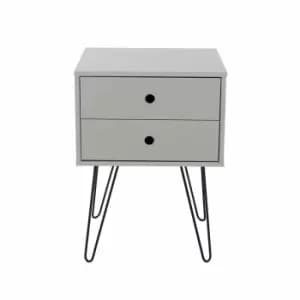 Core Products Options Grey Telford White & Metal 2 Drawer Bedside Cabinet Grey