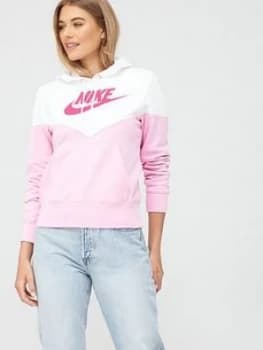 Nike Nsw Heritage Pullover Hoodie - Pink/White