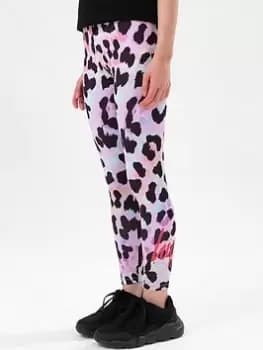 Hype Girls Rainbow Leopard Glitter Script Legging, Pink, Size Age: 3-4 Years, Women