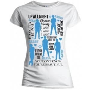 One Direction Silhouette Lyrics Blue on Wht Skinny TS: Small