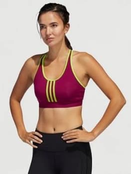 Adidas Don'T Rest Alphaskin 3 Stripe Sports Bra - Berry