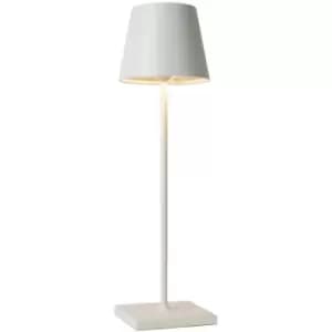 Lucide JUSTIN - Table Lamp Outdoor - Ø11cm - LED Dim. - 1x2,2W 3000K - IP54 - 3 StepDim - White