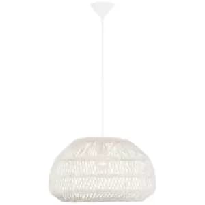 Merano - Amarillo 50cm Dome Pendant Ceiling Light Natural Rattan Black Fabric Wire, Base LED E27