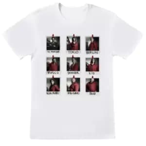 Money Heist Unisex Adult Polaroid T-Shirt (XL) (White)