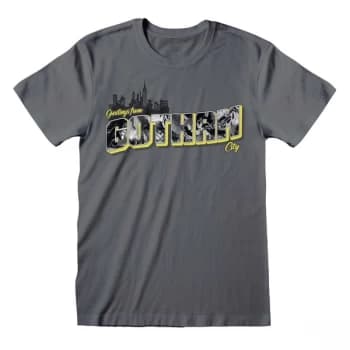 Batman - Greetings From Gotham Unisex Large T-Shirt - Charcoal