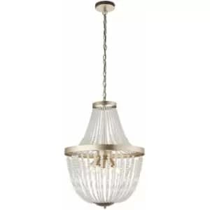 Hanging Ceiling Pendant Light Rose Gold & Glass Beads Modern Round Lamp Shade