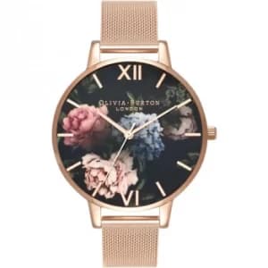Dark Bouquet Black Rose Gold Mesh Watch
