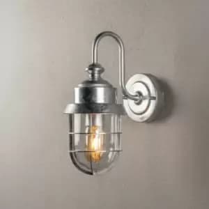 Konstsmide Cerignola Outdoor Classic Lantern Wall Light Galvanised Clear Glass E27, IP44