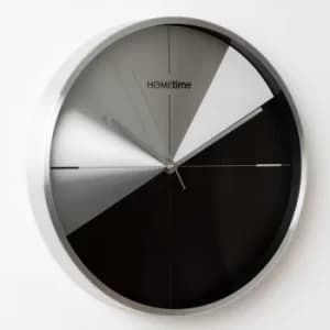 HOMETIME Silver Clock with Split Silver Face