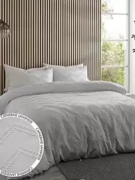 Catherine Lansfield Chevron Clipped Jacquard Duvet Set Natural- Ks