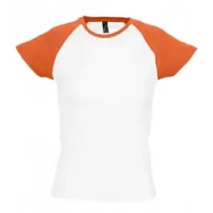 SOLS Womens/Ladies Milky Contrast Short/Sleeve T-Shirt (XL) (White/Orange)