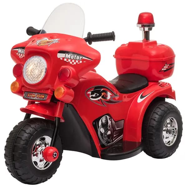 HOMCOM Kids 6V Electric Ride On 3-Wheeled Motorcycle with Lights & Music (Red)