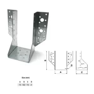 Jiffy Timber Joist Hangers Decking Lofts Roofing Zinc Packs - Size 75x152x79x2mm - Pack of 10