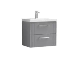 Nuie Deco 600mm Wall Hung 2 Drawer Vanity & Basin 1 - Satin Grey