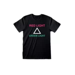 Squid Game Unisex Adult Red Light Green Light T-Shirt (XXL) (Black)