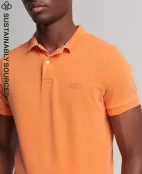 Superdry Mens Organic Cotton Vintage Destroy Polo Shirt Orange / Jaffa - Size: L