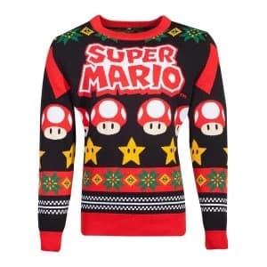 Nintendo - Mushroom & Stars Christmas Unisex Large Christmas Jumper - Multi-Colour
