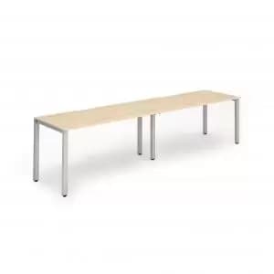 Single Silver Frame Bench Desk 1200 Maple 2 Pod