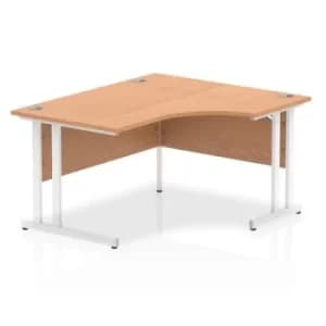 Impulse 1400mm Right Crescent Desk Oak Top White Cantilever Leg I00383