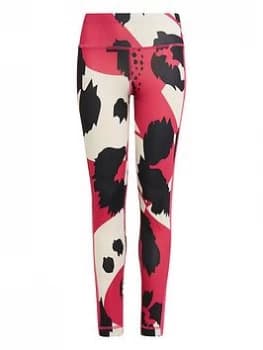 adidas Girls Aero Ready Graphic Legging - White Pink, White/Pink, Size 13-14 Years