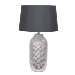 Casswell Contemporary Diamond Textured Ceramic Table Lamp Silver/Black