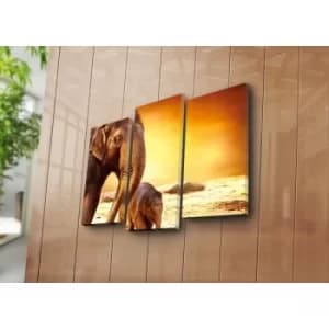 3PATK-19 Multicolor Decorative Canvas Painting (3 Pieces)