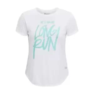 Under Armour Long Run Graph Short Sleeve T Shirt Ladies - White