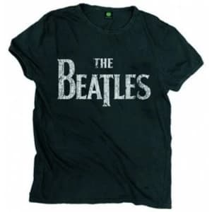 The Beatles Vintage Drop T Logo Mens Blk T Shirt: XXL