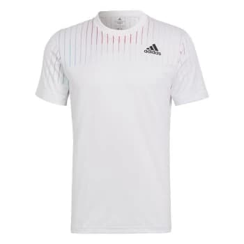 adidas Melbourne Tennis Freelift Printed T-Shirt Mens - White / Black / Legacy Burgund