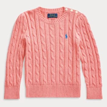 Ralph Lauren Girls Cable Knit Sweatshirt - Desert Rose - 7 Years
