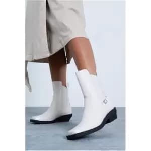 I Saw It First Stone Square Western Detail Low Heel Ankle Boot - Brown