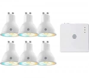 HIVE Hub with Active Cool to Warm White Bulb - GU10, Pack of 6, White