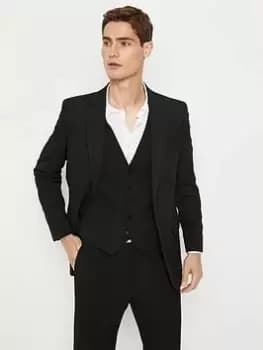 Burton Menswear London Burton Tailored Fit Black Essential Jacket, Black, Size 36, Length Regular, Men