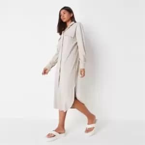 Missguided Oversized Midi Shirt Dress Rib - Cream